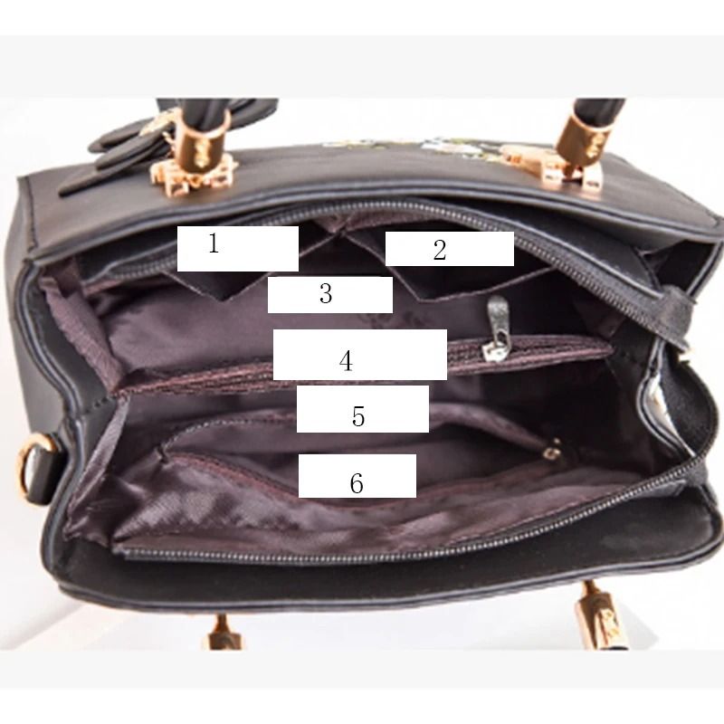 Luxury Embroidered Handle Bags for Women PU Leather Shoulder Crossbody Bag High Quality Messenger Handbag Middle-aged Mommy Bag