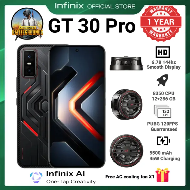 [Super Brand] Infinix GT 30 Pro 256GB+12GB RAM 6.78" 144Hz Dual SIM 5G Smart Phone JBL Speaker 45W 5500mAh 108MP Camera Android 15 Mediatek Dimensity 8350 Ultimate NFC Smart Gaming Phones pubg phone