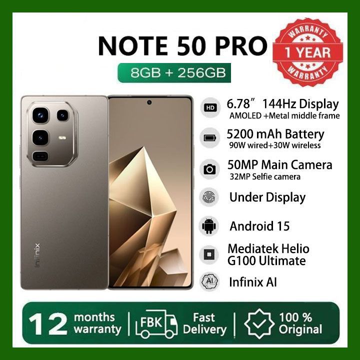 [Black Friday Offer] Infinix Note 50 PRO 256GB+16GB (8+8)GB RAM 6.78" 144Hz Screen Dual SIM Slim Phone 90W 5200mAh 50MP Camera  Android 15 MediaTek Helio G100 Ultimate Meta Frame Smart AI Phones