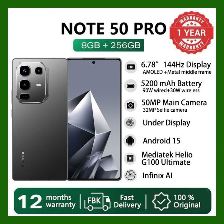 [Black Friday Offer] Infinix Note 50 PRO 256GB+16GB (8+8)GB RAM 6.78" 144Hz Screen Dual SIM Slim Phone 90W 5200mAh 50MP Camera  Android 15 MediaTek Helio G100 Ultimate Meta Frame Smart AI Phones