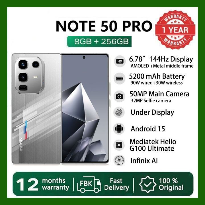 [Black Friday Offer] Infinix Note 50 PRO 256GB+16GB (8+8)GB RAM 6.78" 144Hz Screen Dual SIM Slim Phone 90W 5200mAh 50MP Camera  Android 15 MediaTek Helio G100 Ultimate Meta Frame Smart AI Phones