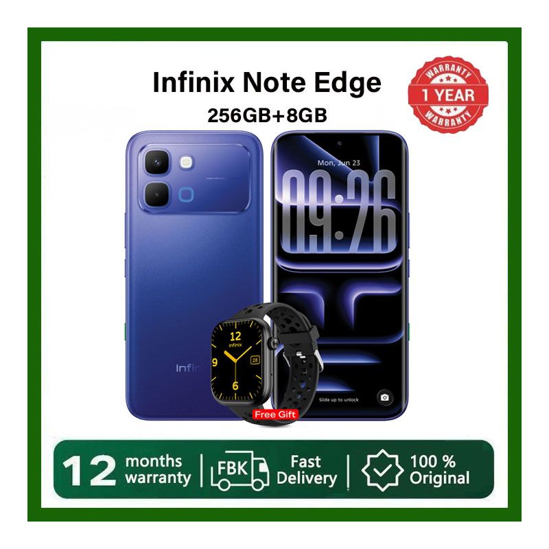 Infinix Note Edge 256GB+16GB (8+8)GB RAM 6.78" 144Hz Screen Dual SIM Slim 5G Phone 50MP Camera 6500mAh Battery 45W charging Android 15 MediaTek Dimensity 7100 Smart AI Phones