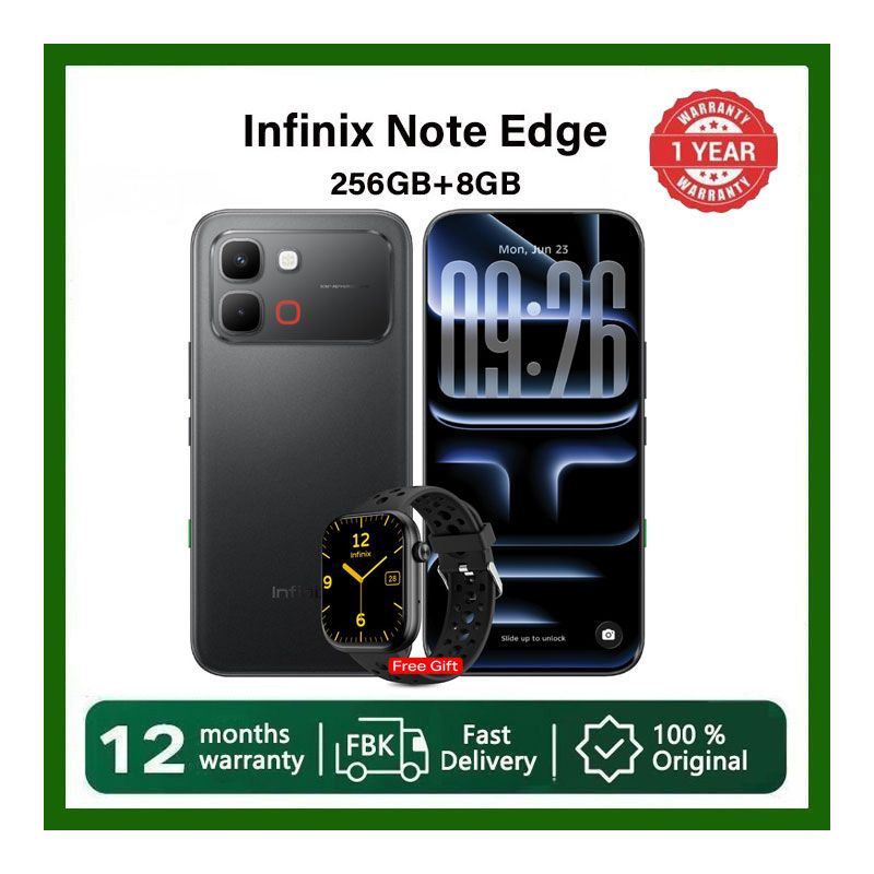 Infinix Note Edge 256GB+16GB (8+8)GB RAM 6.78" 144Hz Screen Dual SIM Slim 5G Phone 50MP Camera 6500mAh Battery 45W charging Android 15 MediaTek Dimensity 7100 Smart AI Phones