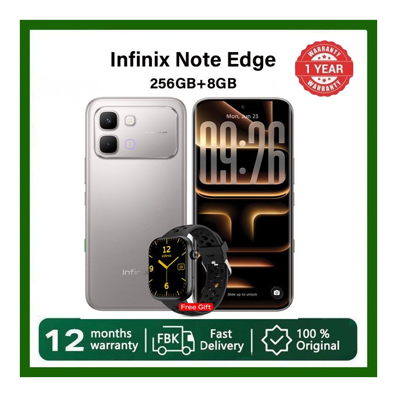 Infinix Note Edge 256GB+16GB (8+8)GB RAM 6.78" 144Hz Screen Dual SIM Slim 5G Phone 50MP Camera 6500mAh Battery 45W charging Android 15 MediaTek Dimensity 7100 Smart AI Phones
