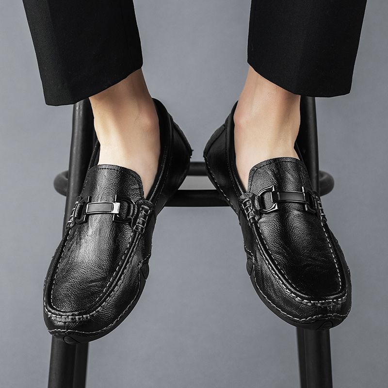 SocNoDn Luxury Men Casual Fashion Dress Genuine Leather Shoes Wedding Work Moccasins Loafers Shoes