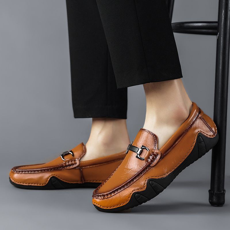 SocNoDn Luxury Men Casual Fashion Dress Genuine Leather Shoes Wedding Work Moccasins Loafers Shoes