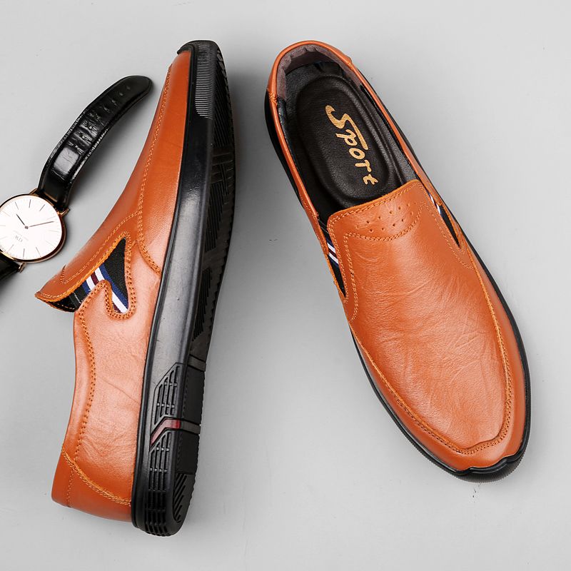 SocNoDn Luxury Men Casual Fashion Genuine Leather Shoes Wedding Office Work Light Flat Loafers Shoes