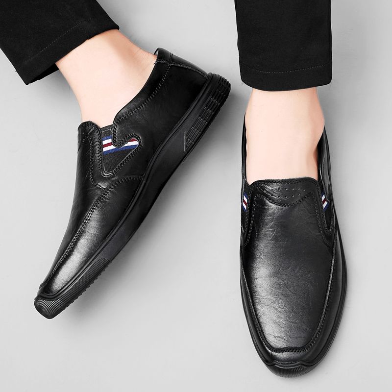 SocNoDn Luxury Men Casual Fashion Genuine Leather Shoes Wedding Office Work Light Flat Loafers Shoes
