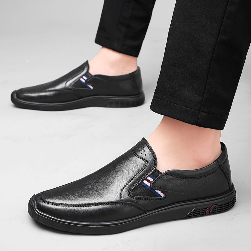 SocNoDn Luxury Men Casual Fashion Genuine Leather Shoes Wedding Office Work Light Flat Loafers Shoes