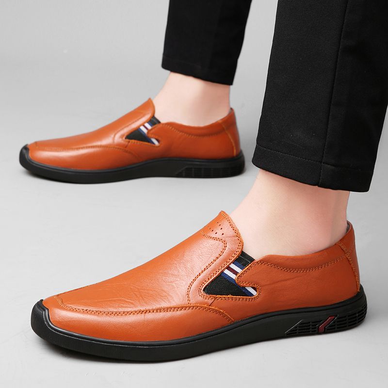 SocNoDn Luxury Men Casual Fashion Genuine Leather Shoes Wedding Office Work Light Flat Loafers Shoes