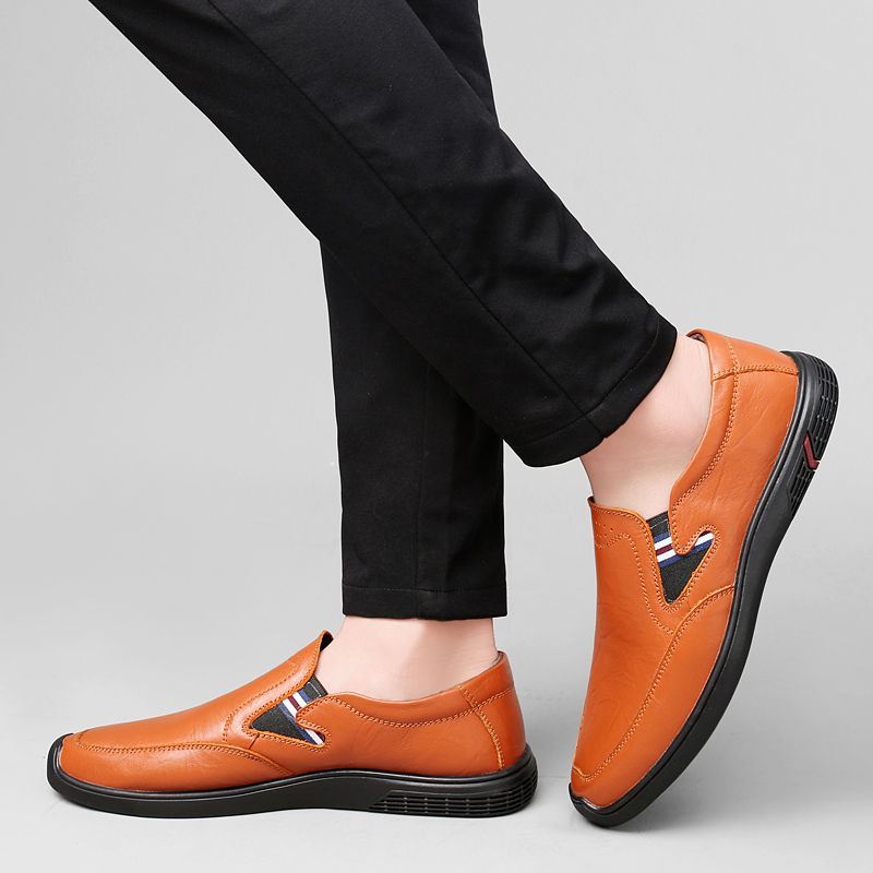 SocNoDn Luxury Men Casual Fashion Genuine Leather Shoes Wedding Office Work Light Flat Loafers Shoes