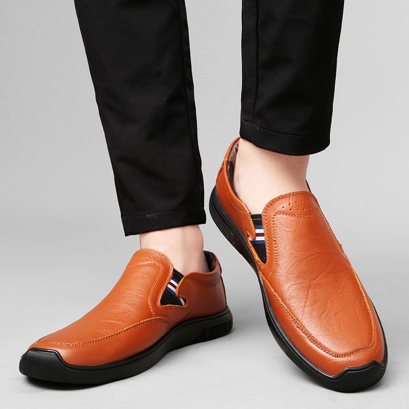SocNoDn Luxury Men Casual Fashion Genuine Leather Shoes Wedding Office Work Light Flat Loafers Shoes