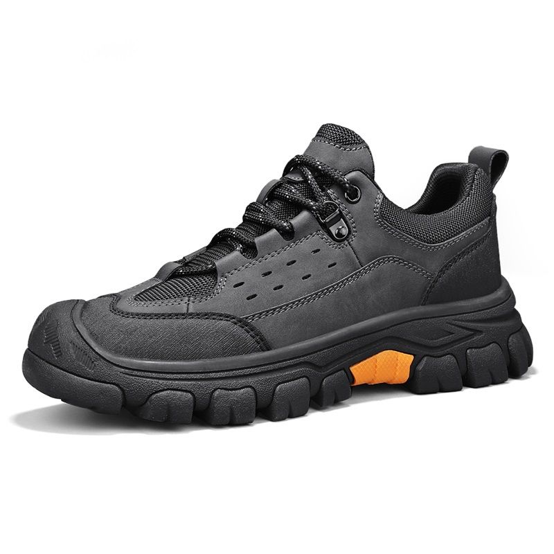 SocNoDn Men's Fashion Genuine Leather Trekking Shoes Men Walking Casual Trend Office Worker Hiking Lace-up Boots Shoes Luxury