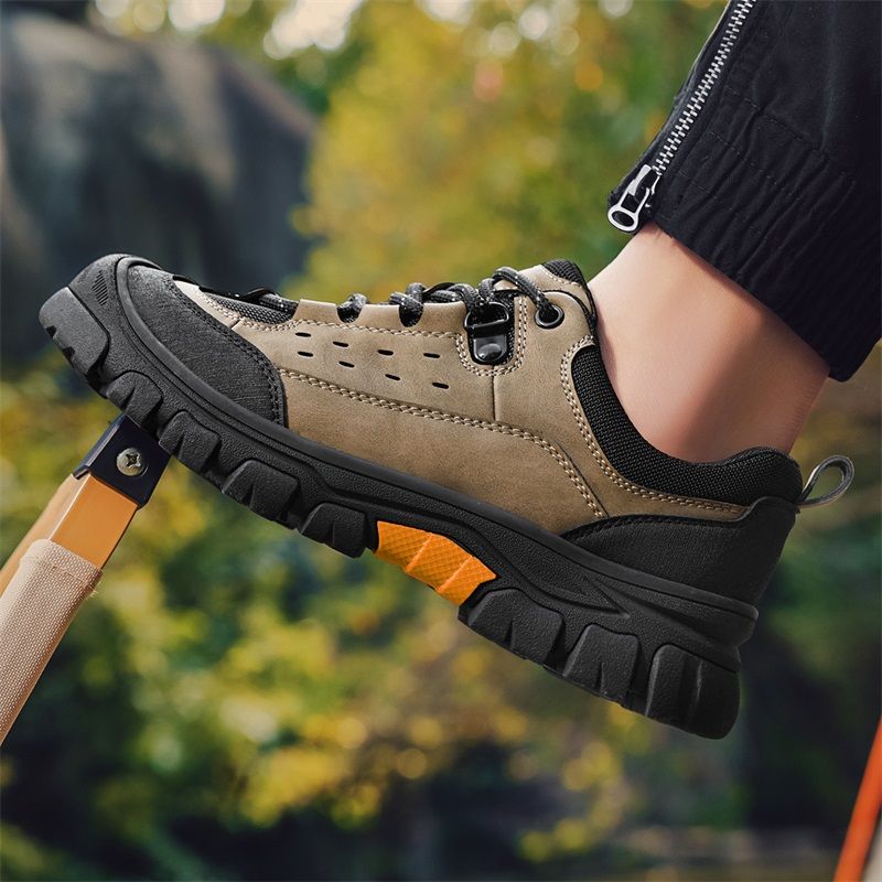 SocNoDn Men's Fashion Genuine Leather Trekking Shoes Men Walking Casual Trend Office Worker Hiking Lace-up Boots Shoes Luxury
