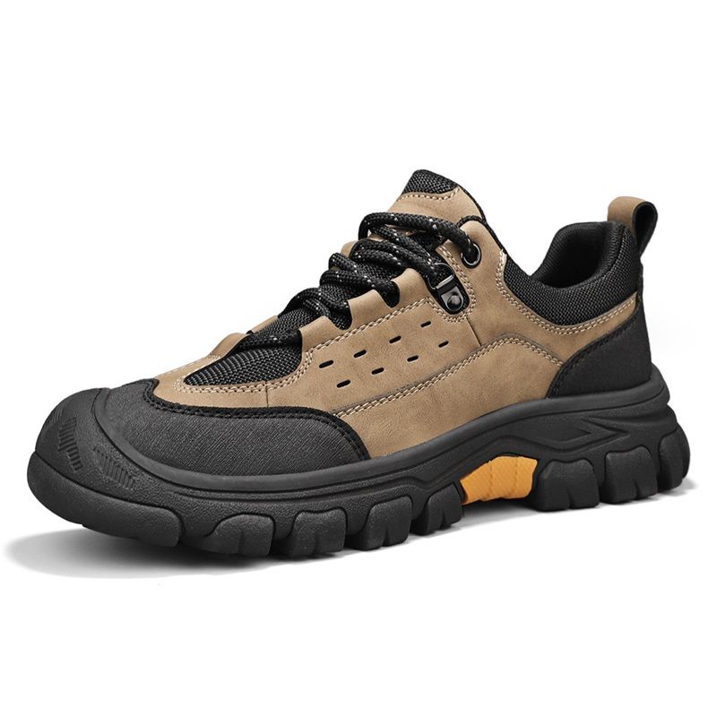 SocNoDn Men's Fashion Genuine Leather Trekking Shoes Men Walking Casual Trend Office Worker Hiking Lace-up Boots Shoes Luxury