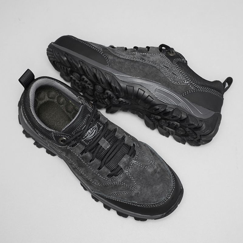 SocNoDn Men's Fashion Genuine Leather Trekking Shoes Men Walking Casual Trend Office Worker Hiking Climbing Lace-up Boots Shoes Luxury