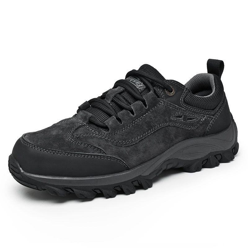 SocNoDn Men's Fashion Genuine Leather Trekking Shoes Men Walking Casual Trend Office Worker Hiking Climbing Lace-up Boots Shoes Luxury