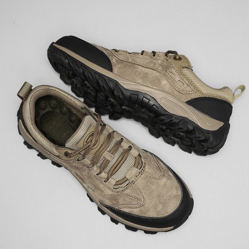 SocNoDn Men's Fashion Genuine Leather Trekking Shoes Men Walking Casual Trend Office Worker Hiking Climbing Lace-up Boots Shoes Luxury