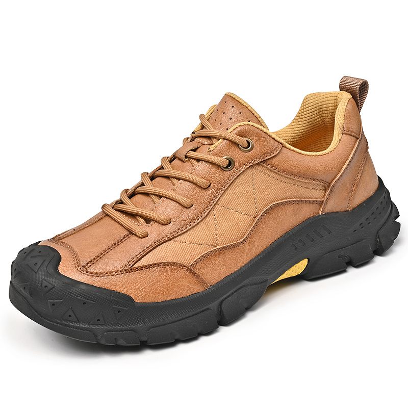 SocNoDn Men's Fashion Genuine Leather Climbing Trekking Shoes Men Walking Casual Trend Office Worker Hiking Lace-up Boots Shoes Luxury