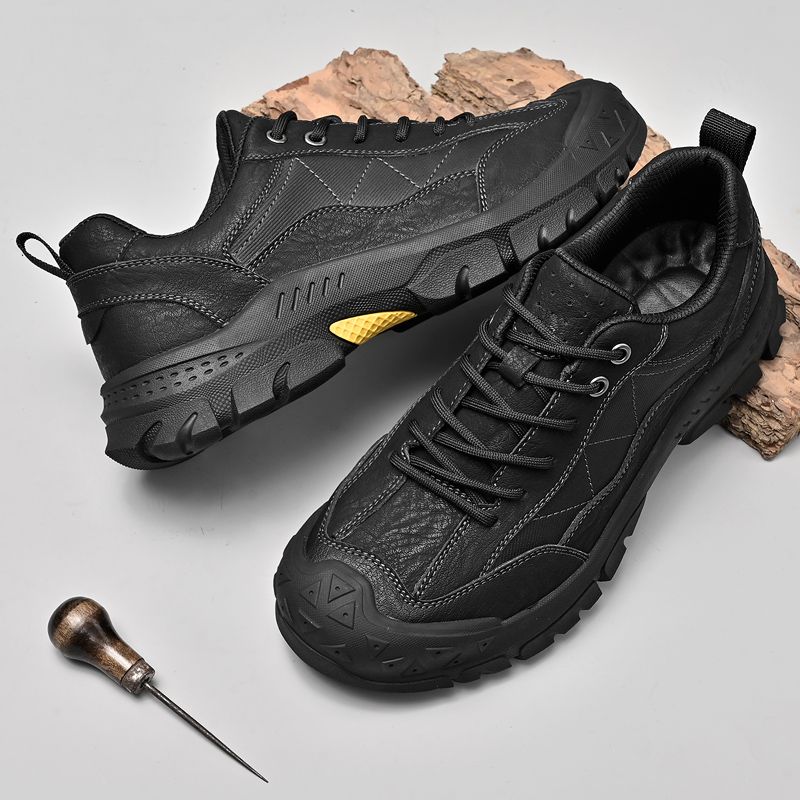 SocNoDn Men's Fashion Genuine Leather Climbing Trekking Shoes Men Walking Casual Trend Office Worker Hiking Lace-up Boots Shoes Luxury