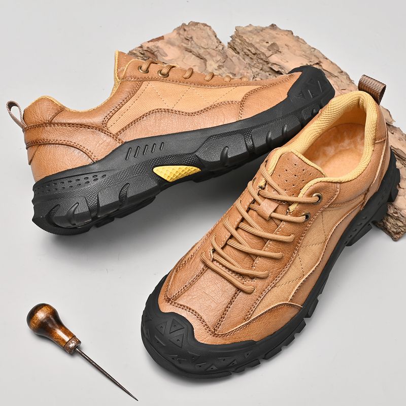 SocNoDn Men's Fashion Genuine Leather Climbing Trekking Shoes Men Walking Casual Trend Office Worker Hiking Lace-up Boots Shoes Luxury