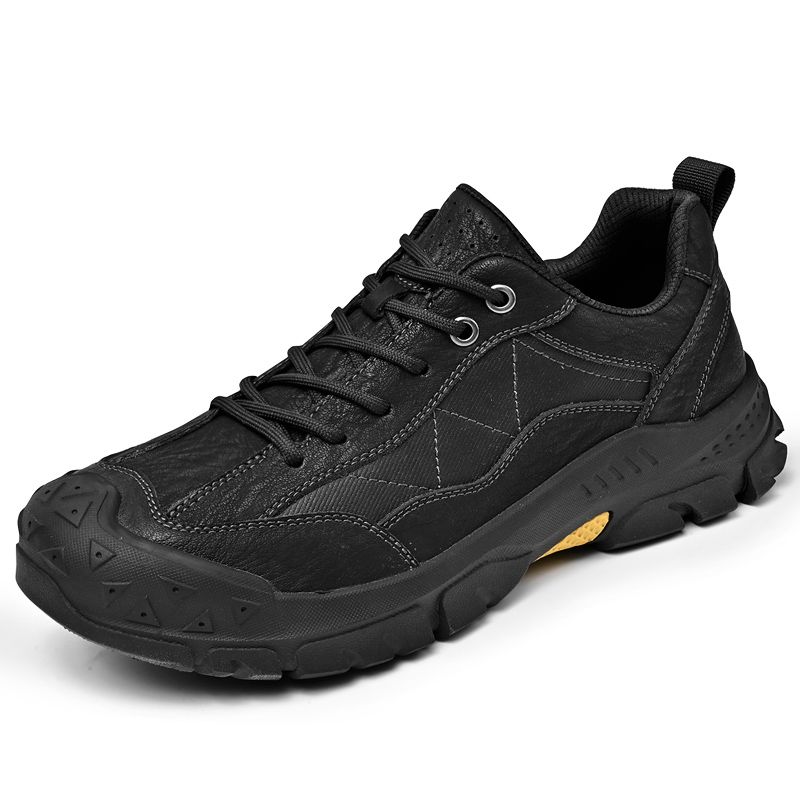 SocNoDn Men's Fashion Genuine Leather Climbing Trekking Shoes Men Walking Casual Trend Office Worker Hiking Lace-up Boots Shoes Luxury