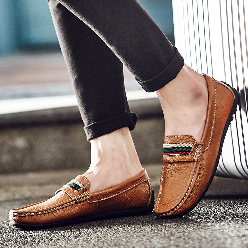 SocNoDn Luxury Men Casual Fashion Dress Formal Genuine Leather Shoes Wedding Work Loafers Shoes