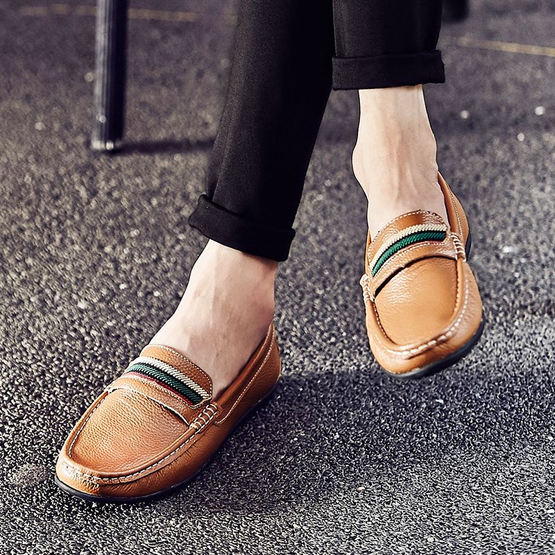 SocNoDn Luxury Men Casual Fashion Dress Formal Genuine Leather Shoes Wedding Work Loafers Shoes