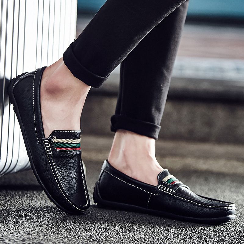 SocNoDn Luxury Men Casual Fashion Dress Formal Genuine Leather Shoes Wedding Work Loafers Shoes
