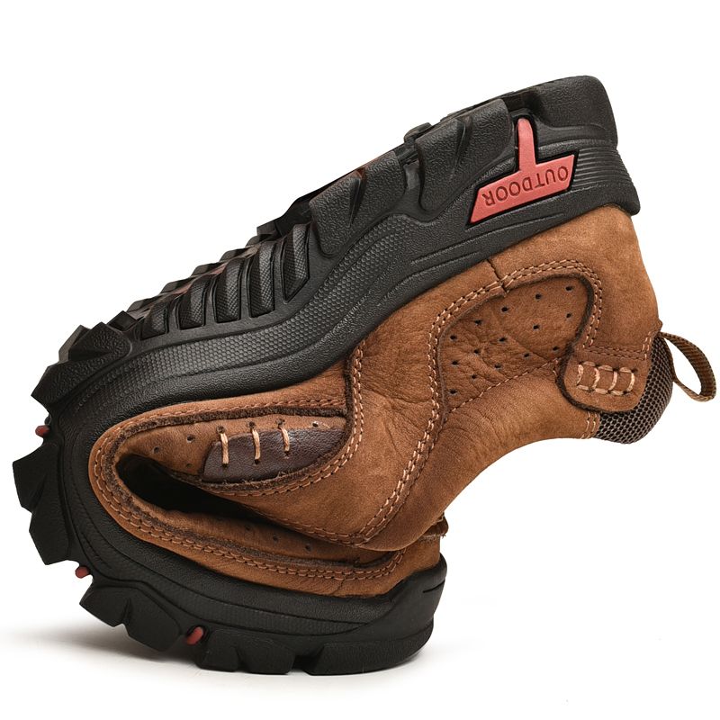 SocNoDn Mens Fashion Casual Genuine Leather Loafers Boots Men Luxury Climbing Hiking Sneakers Shoes