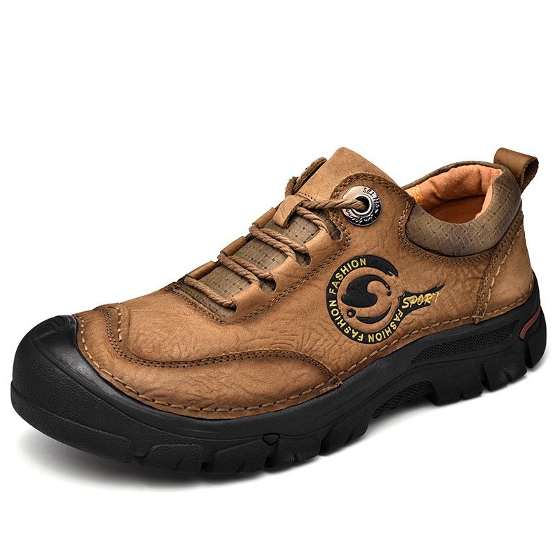 SocNoDn Men Fashion Casual Upper Leather Boots Men Hiking Work Ankle Boots Shoes Quality Luxury