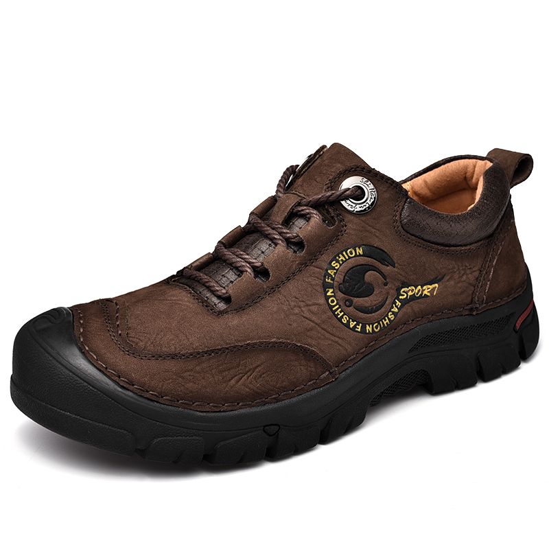 SocNoDn Men Fashion Casual Upper Leather Boots Men Hiking Work Ankle Boots Shoes Quality Luxury