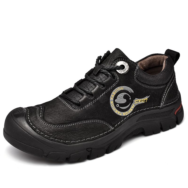 SocNoDn Men Fashion Casual Upper Leather Boots Men Hiking Work Ankle Boots Shoes Quality Luxury
