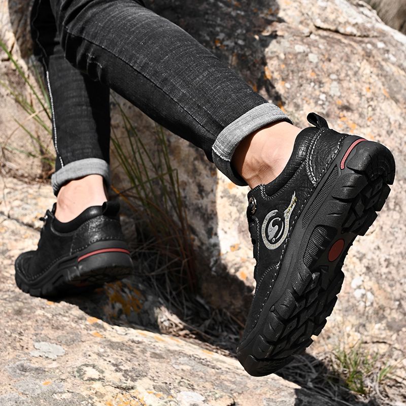 SocNoDn Men Fashion Casual Upper Leather Boots Men Hiking Work Ankle Boots Shoes Quality Luxury