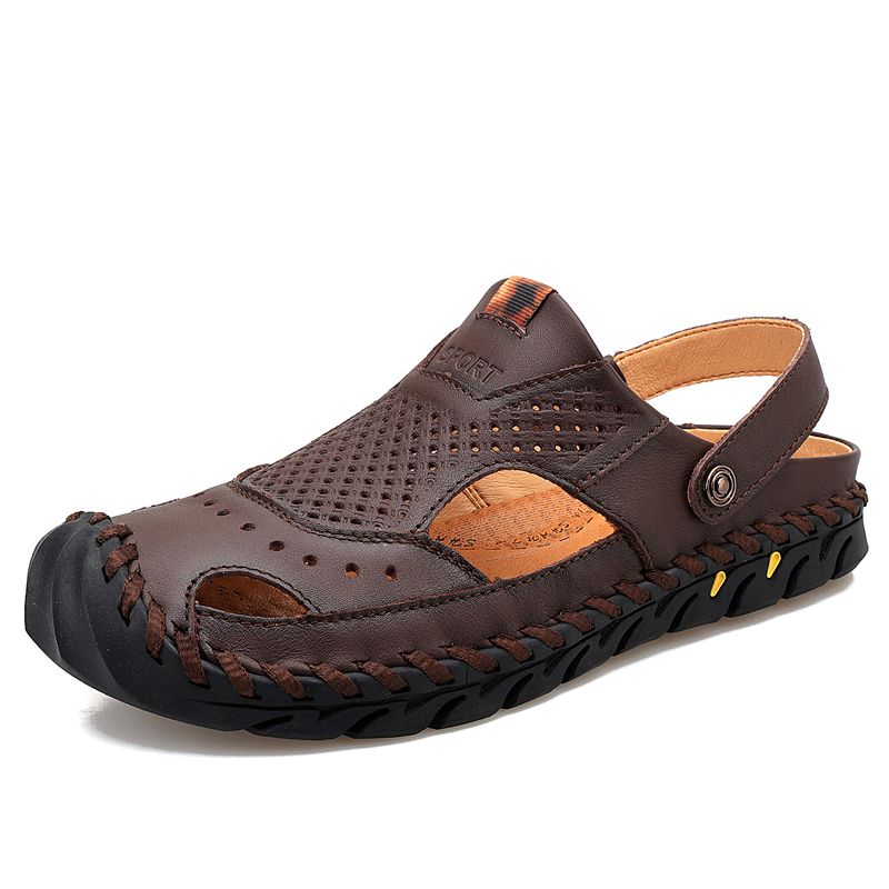 SocNoDn Men Luxury Fashion Designer Casual Leather Sandals Hiking Wading Shoes Slippers Sandals