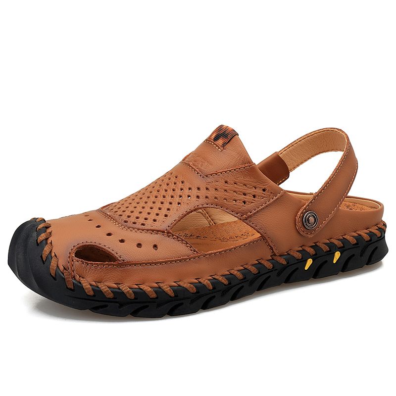 SocNoDn Men Luxury Fashion Designer Casual Leather Sandals Hiking Wading Shoes Slippers Sandals