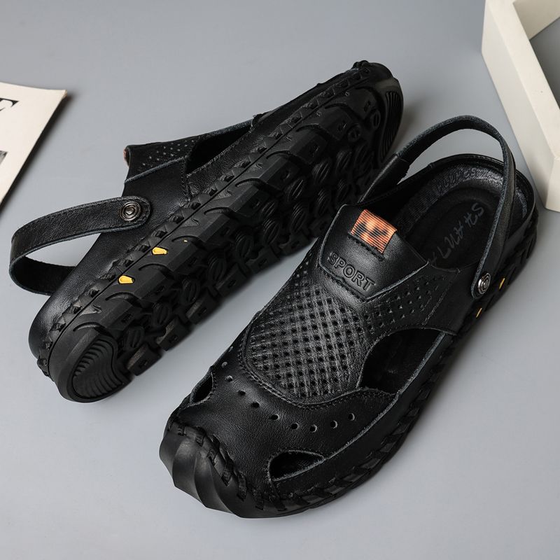 SocNoDn Men Luxury Fashion Designer Casual Leather Sandals Hiking Wading Shoes Slippers Sandals