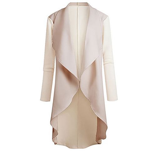 Spring and Fall Women's Over Knee Soft Lightweight Knit Fabric Coat Long Trench Coat Fashion Solid Slim Fit Long Trench Coat