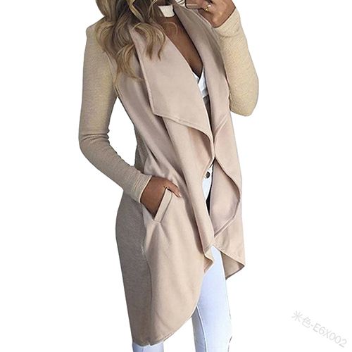 Spring and Fall Women's Over Knee Soft Lightweight Knit Fabric Coat Long Trench Coat Fashion Solid Slim Fit Long Trench Coat