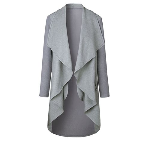 Spring and Fall Women's Over Knee Soft Lightweight Knit Fabric Coat Long Trench Coat Fashion Solid Slim Fit Long Trench Coat