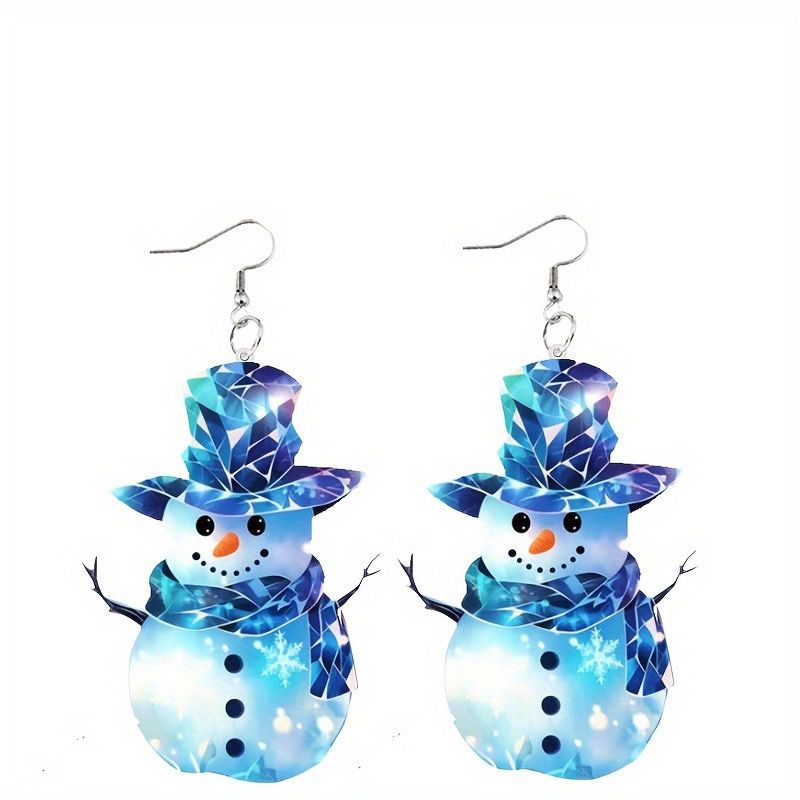 Christmas gift popular European and American snowman double-sided acrylic pendant flat earrings light and durable