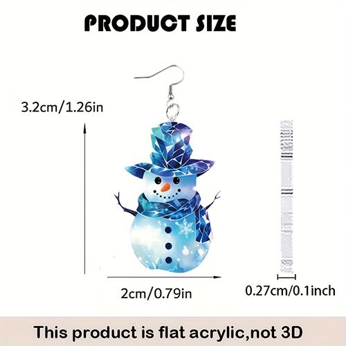 Christmas gift popular European and American snowman double-sided acrylic pendant flat earrings light and durable