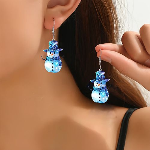 Christmas gift popular European and American snowman double-sided acrylic pendant flat earrings light and durable