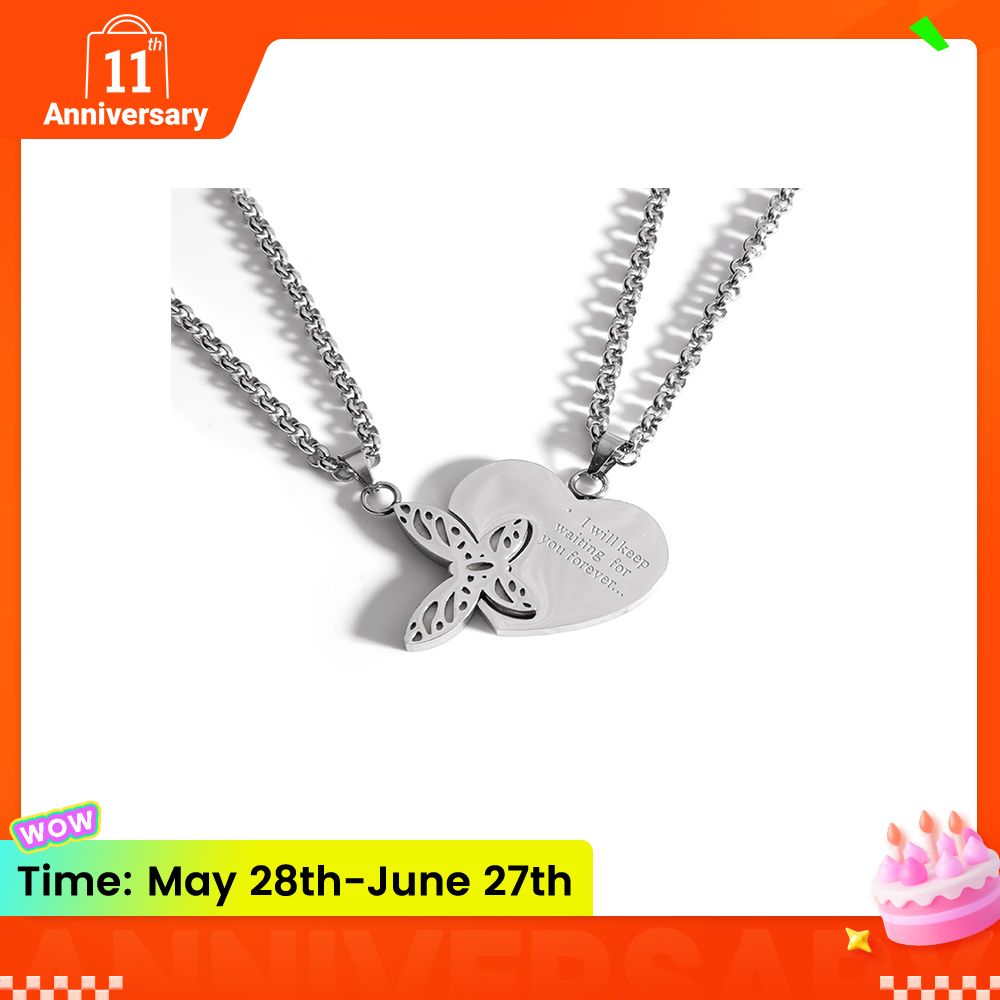 2 pcs/sets new stainless steel O-line chain butterfly love mood couple necklace men's and women's necklace jewelry wholesale new to Christmas Black Friday anniversary gift