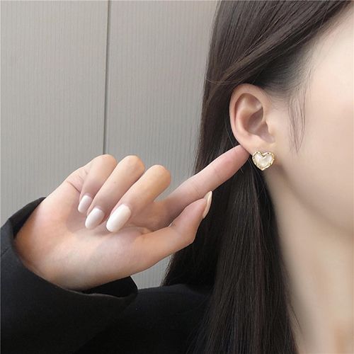 S925 silver needle elegant temperament simple gold rim small peach heart earrings new stud earrings new to Black Friday Christmas Valentine's Day gift