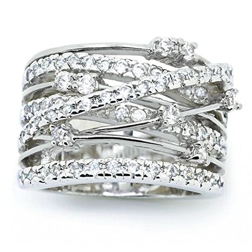 Shiny Diamond Zircon Set Ring Creative Cross Color Ring Spiral Style Ring Silver  Gold for women and men