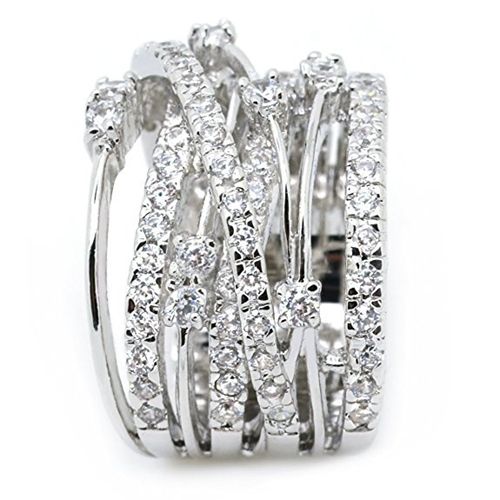 Shiny Diamond Zircon Set Ring Creative Cross Color Ring Spiral Style Ring Silver  Gold for women and men