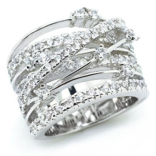 Shiny Diamond Zircon Set Ring Creative Cross Color Ring Spiral Style Ring Silver  Gold for women and men