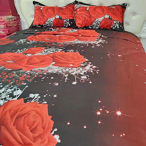 1- piece BedSheet Red Rose Purple Rose pattern 3D Printing Pattern （no pillowcase）