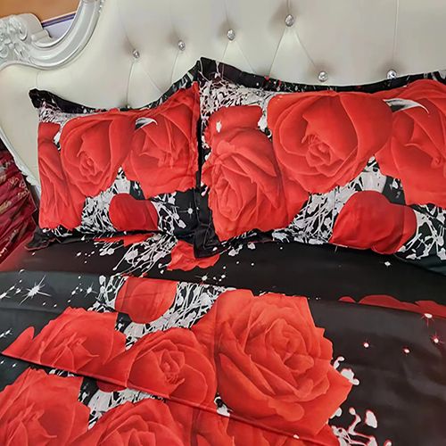 1- piece BedSheet Red Rose Purple Rose pattern 3D Printing Pattern （no pillowcase）